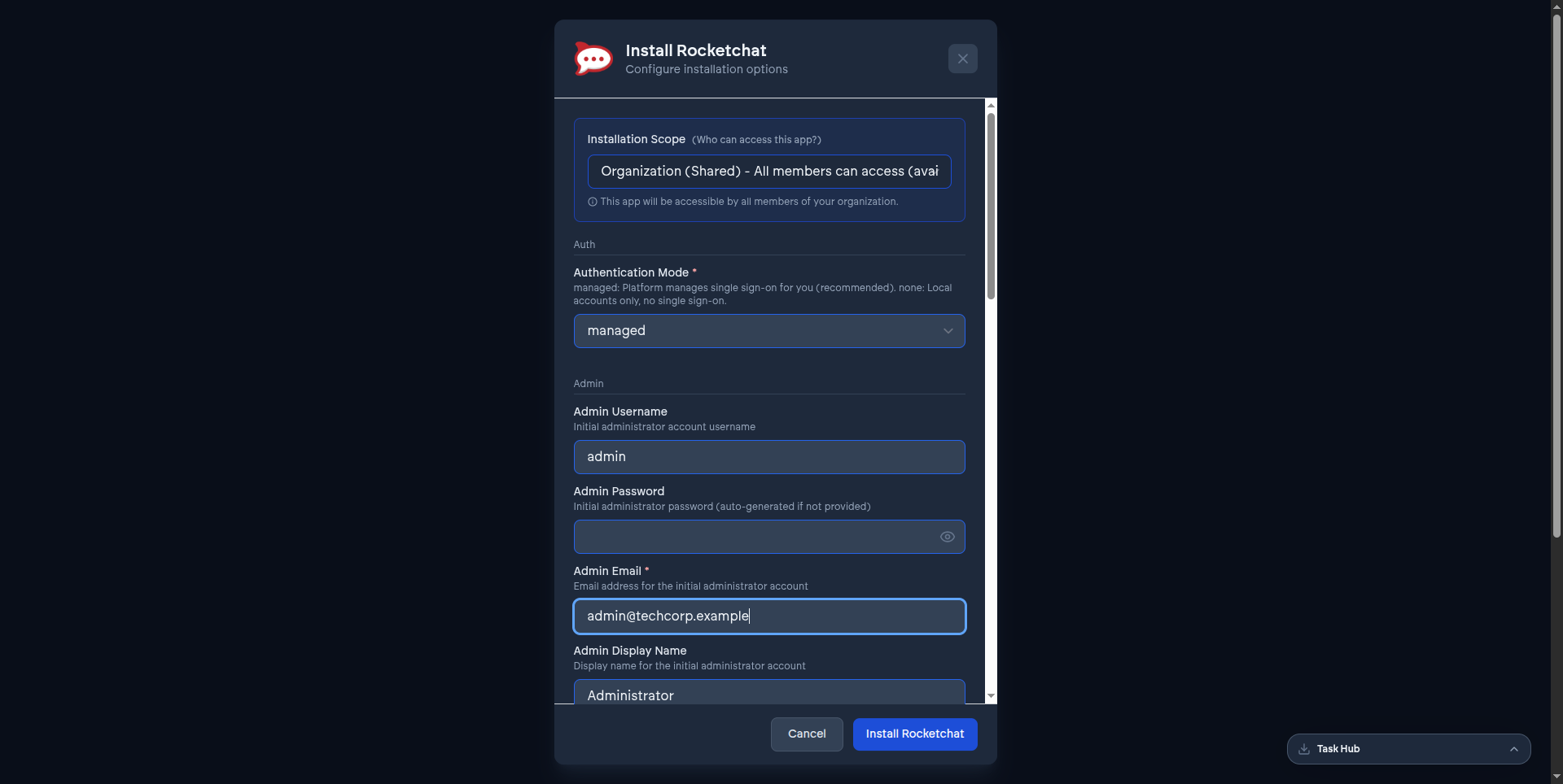 Choosing installation scope